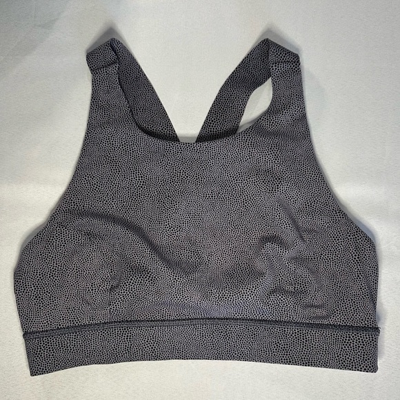 Lululemon • Fast & Free Sports Bra In Dusky Lavender Black Polka Dots Size XS - Picture 1 of 8